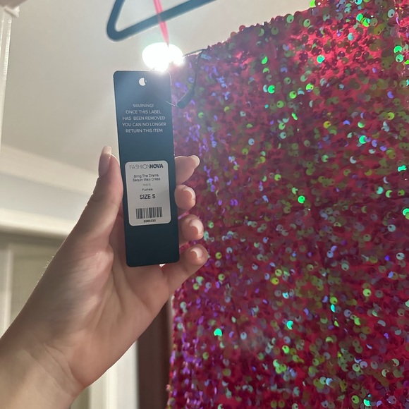 NWT Pink Sequin Maxi Formal Dress With Slit - Picture 9 of 9